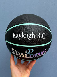 Load image into Gallery viewer, Personalised Spalding Rubber Black/Mint Highlight Foil Basketball (Size 5, 6)
