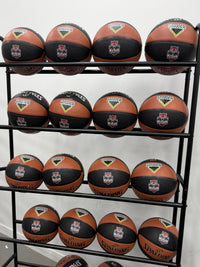 Load image into Gallery viewer, Personalised Spalding Composite Leather Black/Orange TF-250 Basketball (Size 5, 6, 7)
