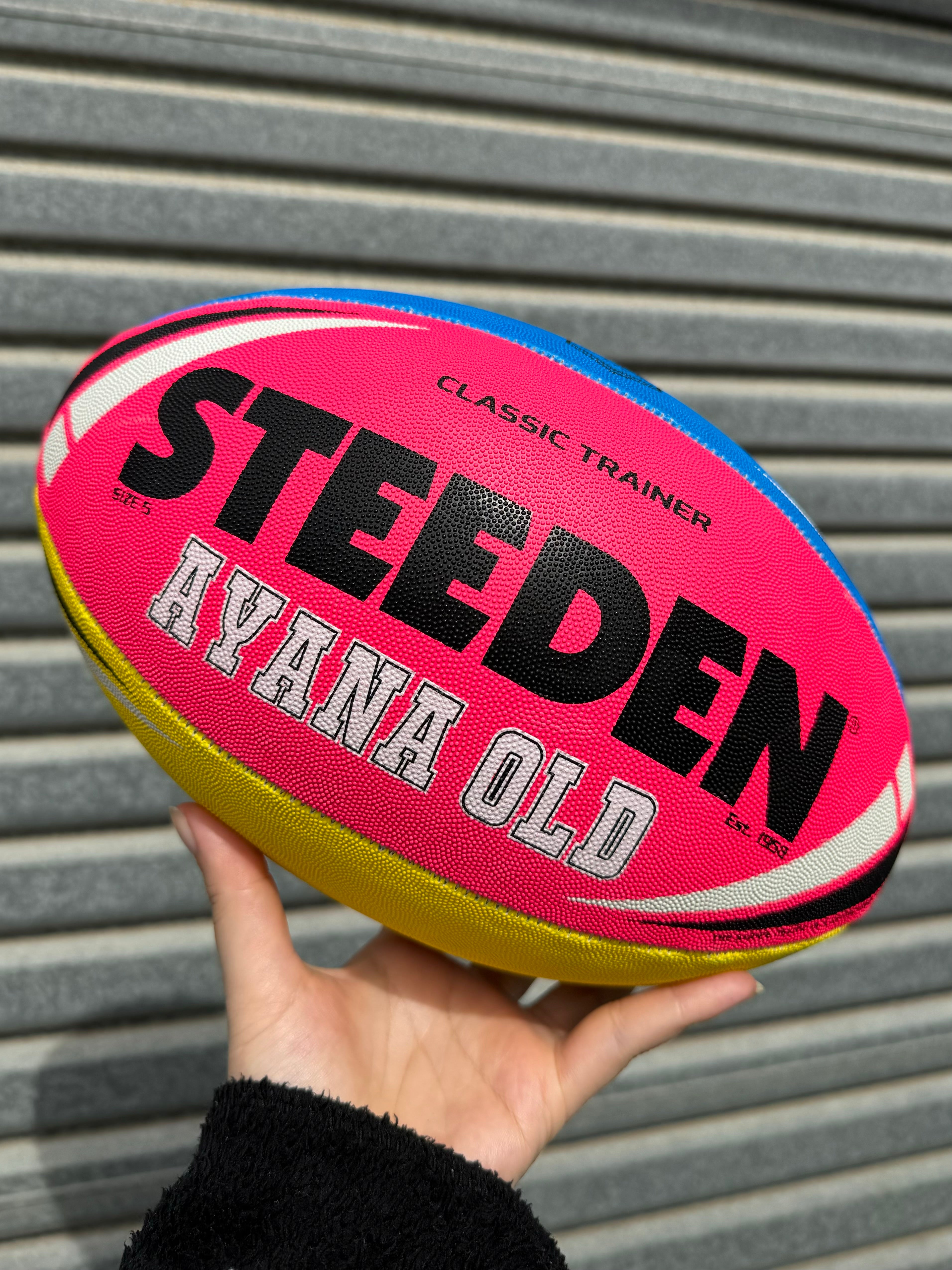 Personalised Multi Colour Steeden Rugby League Ball (Size 5, Mini)