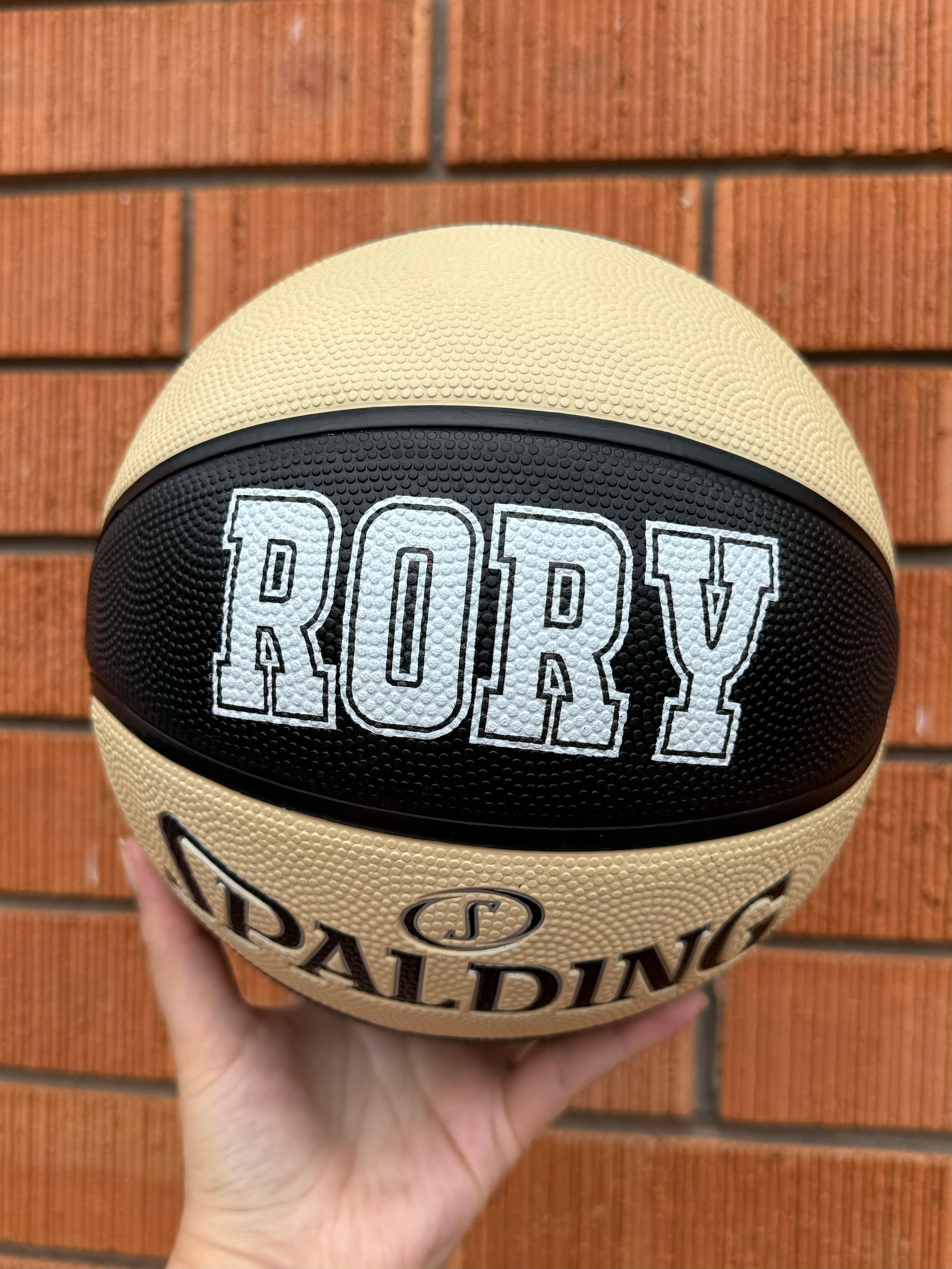 Personalised Spalding Rubber Black and Oatmeal Basketball TF-150 (Size 4)