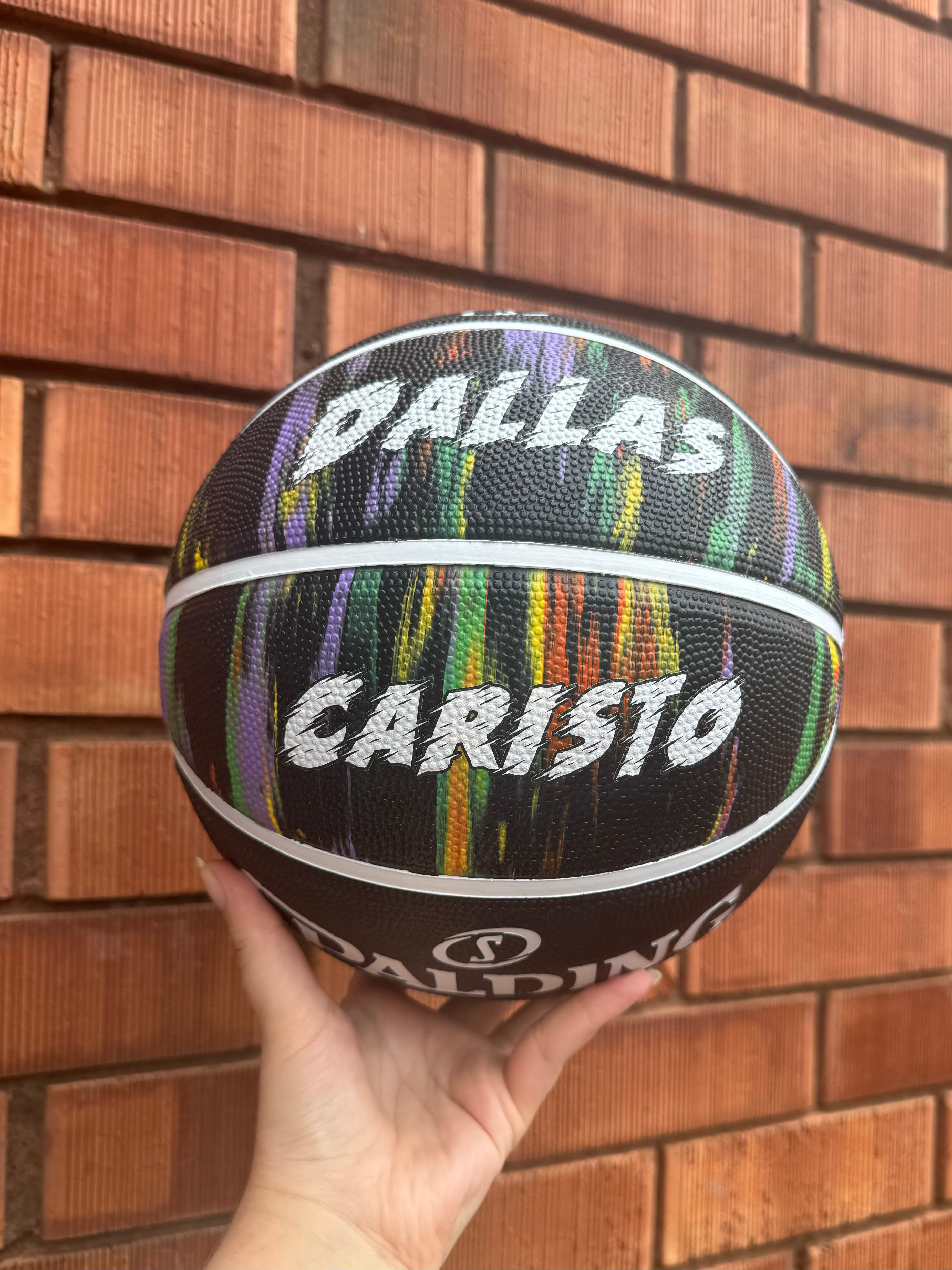 Personalised Spalding Black Marble Basketball (Size 5, 6, 7)
