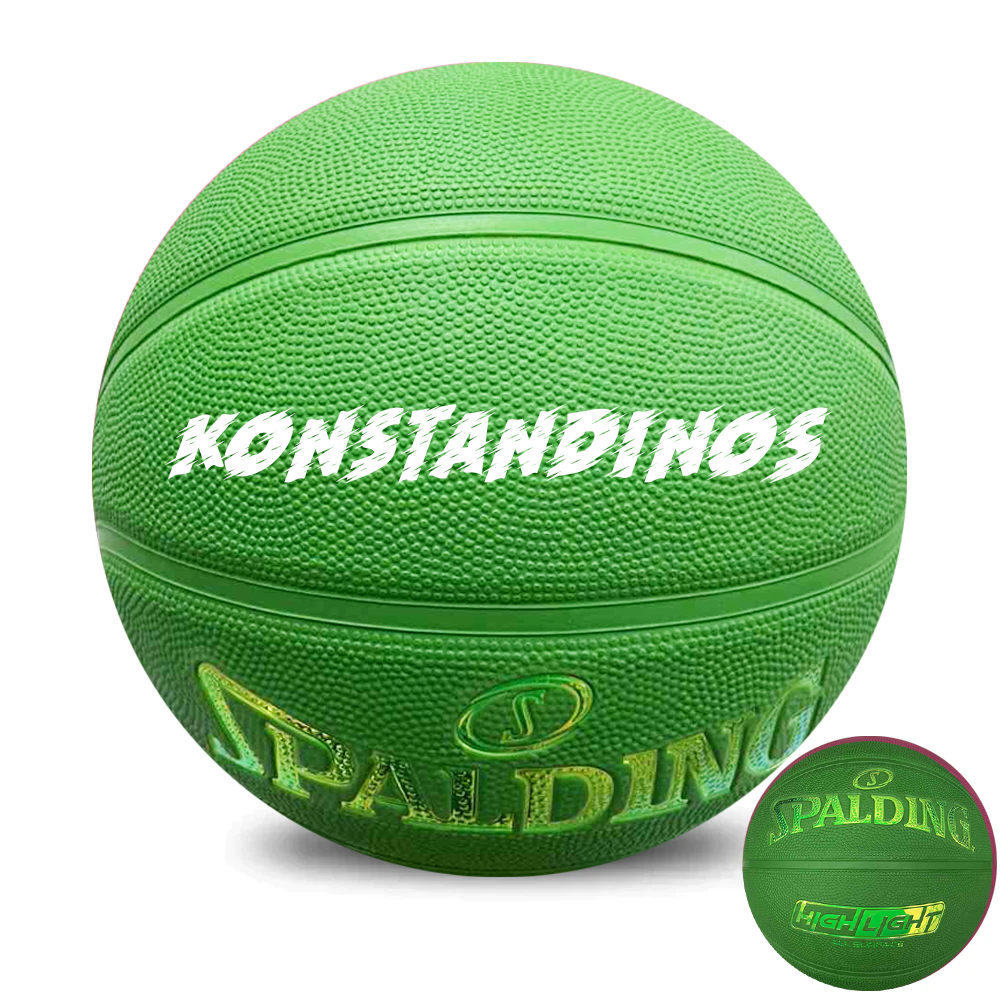 Personalised Spalding Rubber Green Highlight Rush Basketball (Size 5, 6, 7)