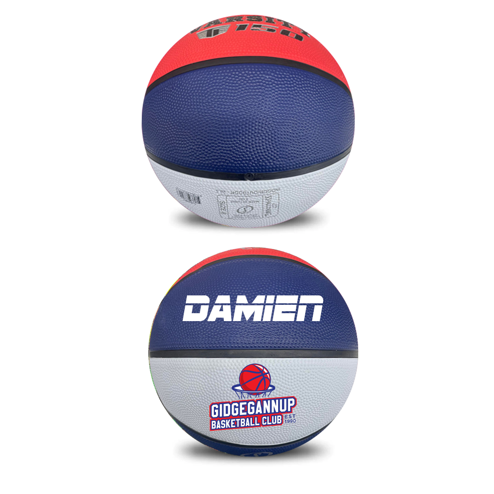 Personalised Gidgegannup Basketball Club Spalding Rubber Basketball Red/White/Blue TF-150 (Size 5, 6 & 7)