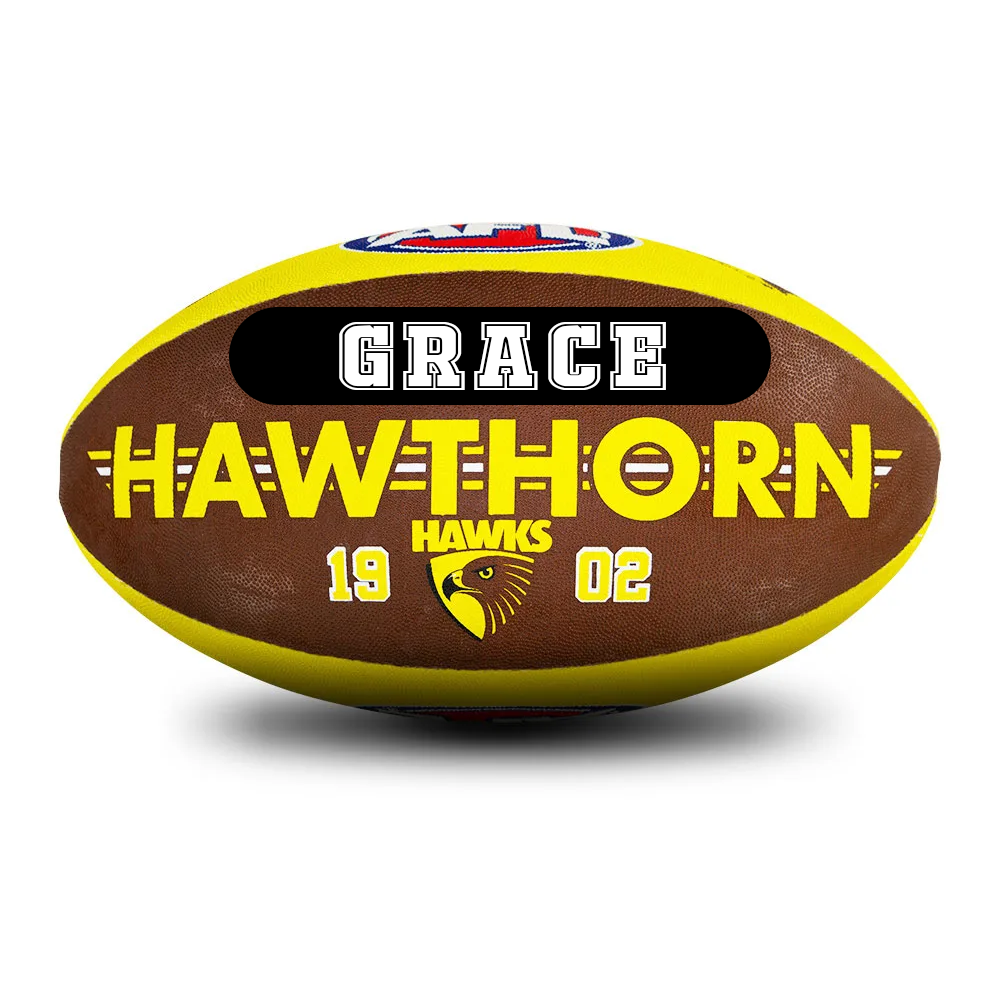 Personalised AFL Official Hawthorn Hawks Club Football (Size 5)