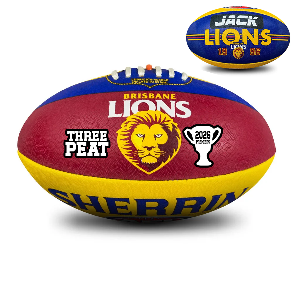 Personalised AFL Official Brisbane Lions Premiers 2026 Club Football (Size 5)
