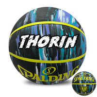 Load image into Gallery viewer, Personalised Spalding Rubber Basketball Lime Multi Marble (Size 5, 6, 7)
