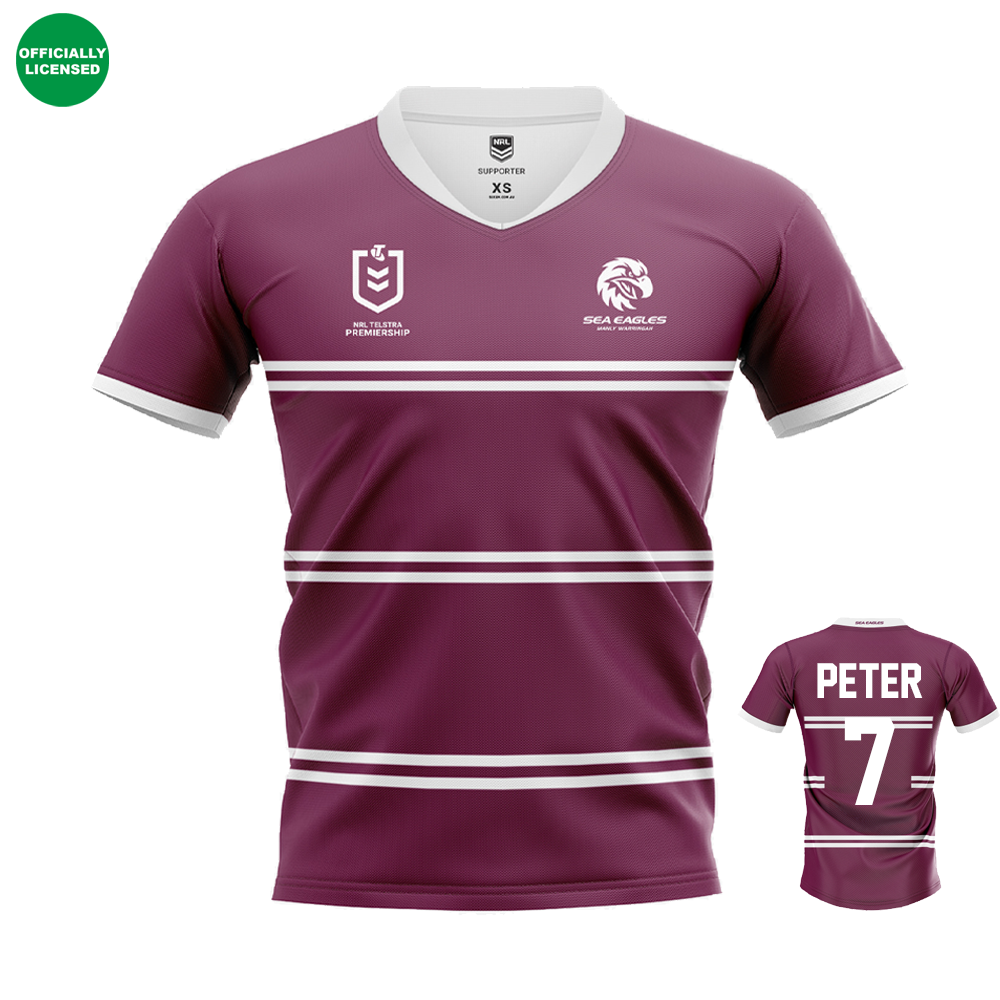 Personalised Manly Sea Eagles NRL Jersey NPA Events Australia