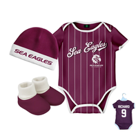 Load image into Gallery viewer, Personalised Manly Sea Eagles NRL Lullaby 3pc Baby Gift Set
