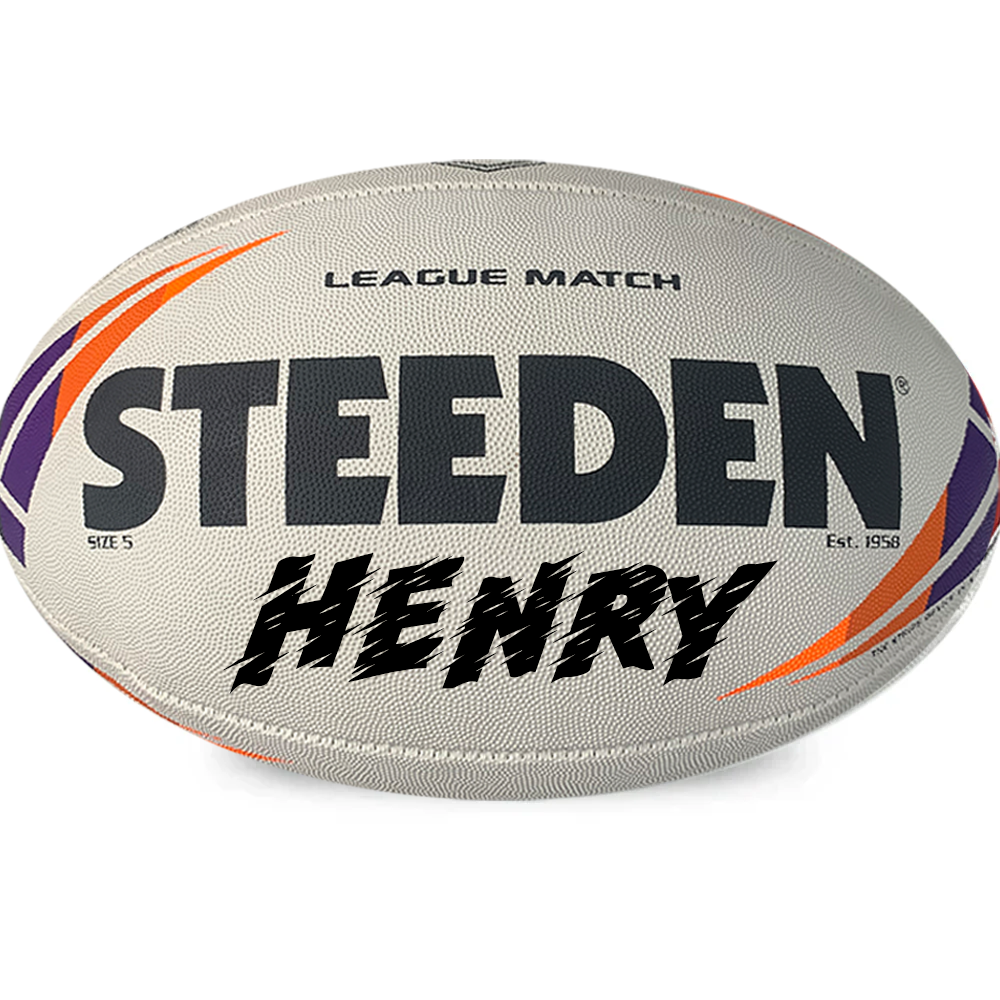 Personalised 2025 Match Rugby League White Steeden (size 5)