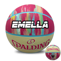 Load image into Gallery viewer, Personalised Spalding Pink Multi Marble Glow Rubber Basketball (Size 5, 6)
