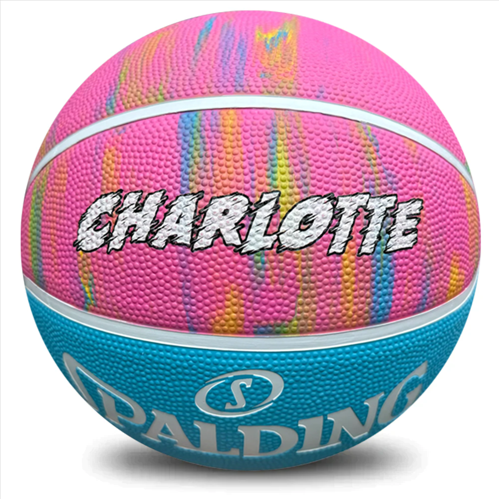 Personalised Spalding Rubber Basketball Pink Marble (Size 5, 6)