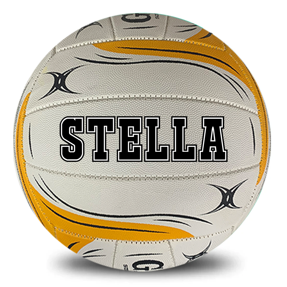 Personalised Gilbert Exo White and Orange Netball (SIZE 4, 5)