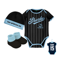 Load image into Gallery viewer, Personalised Cronulla Sharks NRL Lullaby 3pc Baby Gift Set
