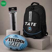 Load image into Gallery viewer, Personalised Cronulla Sharks Player Pack Bundle (Official Ball + Backpack + Ball Pump)

