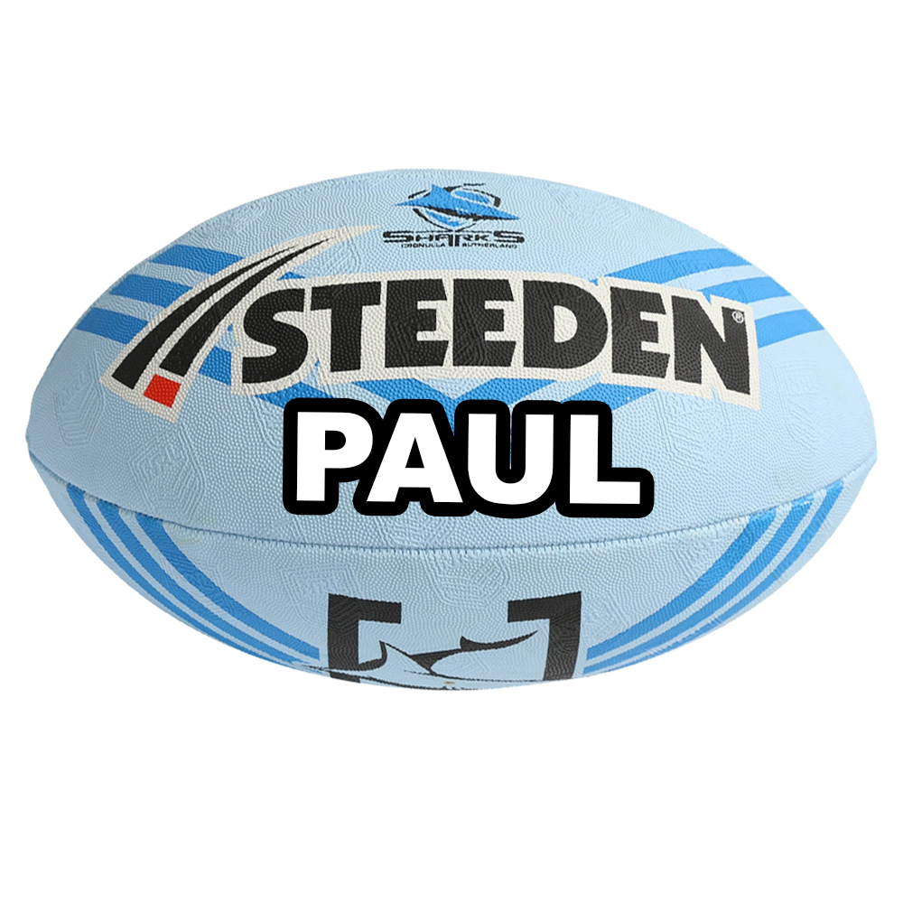 Personalised Cronulla Sharks Official NRL Ball (size 5) NPA Events Australia