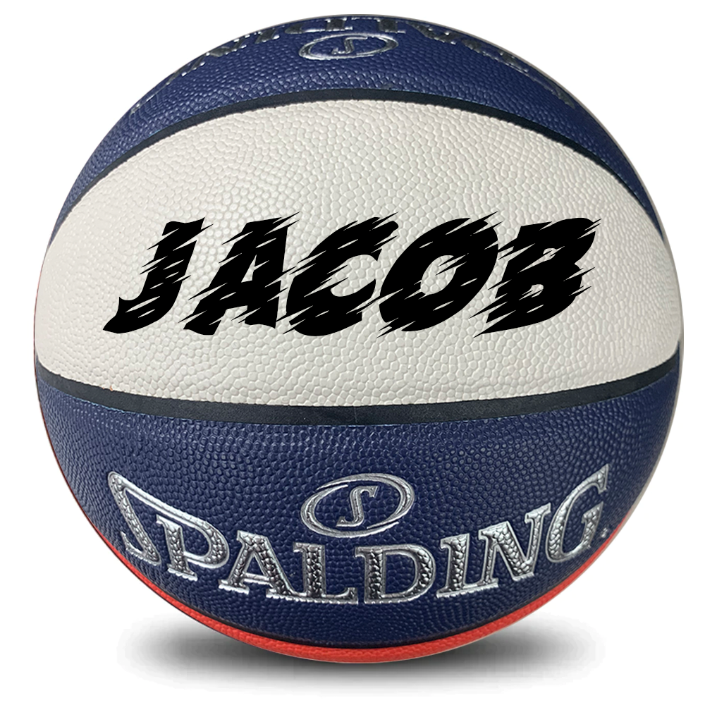 Personalised Spalding Red/White/Blue TF Grind Composite Leather Basketball (Size 6, 7)