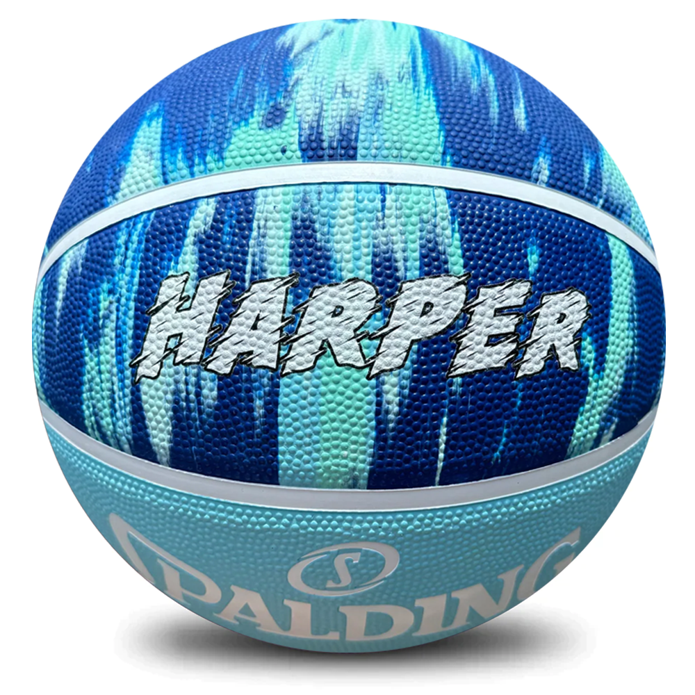 Personalised Spalding Rubber Basketball Marble Blue (Size 5, 6 & 7)