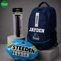 Load image into Gallery viewer, Personalised Gold Coast Titans Player Pack Bundle (Official Ball + Backpack + Ball Pump)

