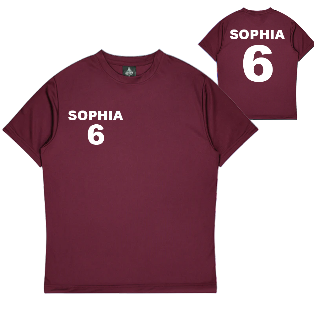 Personalised Maroon Training Shirt - Kids