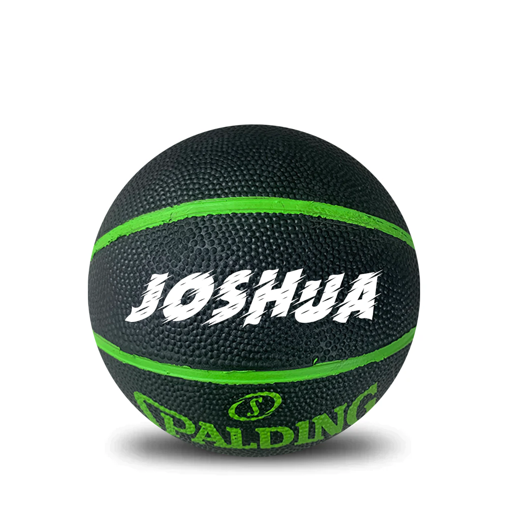 Personalised Mini Black/Green Spalding Basketball (Size 1)