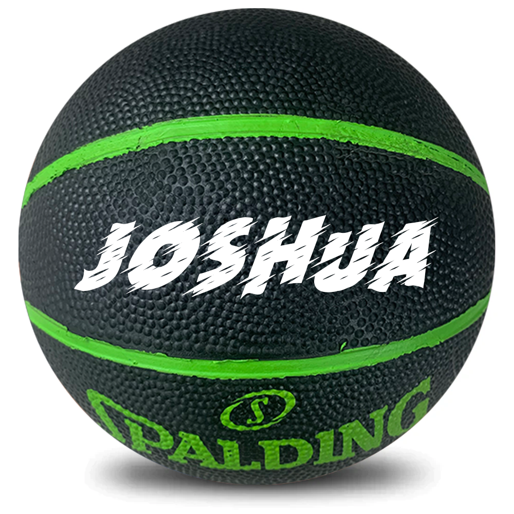 Personalised Mini Black/Green Spalding Basketball (Size 1)