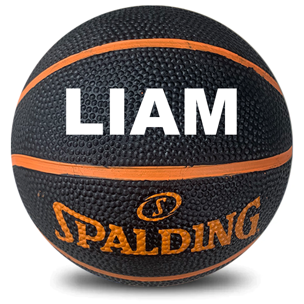 Personalised Mini Black/Orange Spalding Basketball (Size 1)