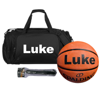 Load image into Gallery viewer, Personalised Basketball Starter Pack Bundle (Spalding Orange Ball + Sports Bag + Ball Pump)
