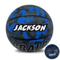Load image into Gallery viewer, Personalised BBALR Progress Blue Camo Rubber Basketball (Size 5, 6 &amp; 7)
