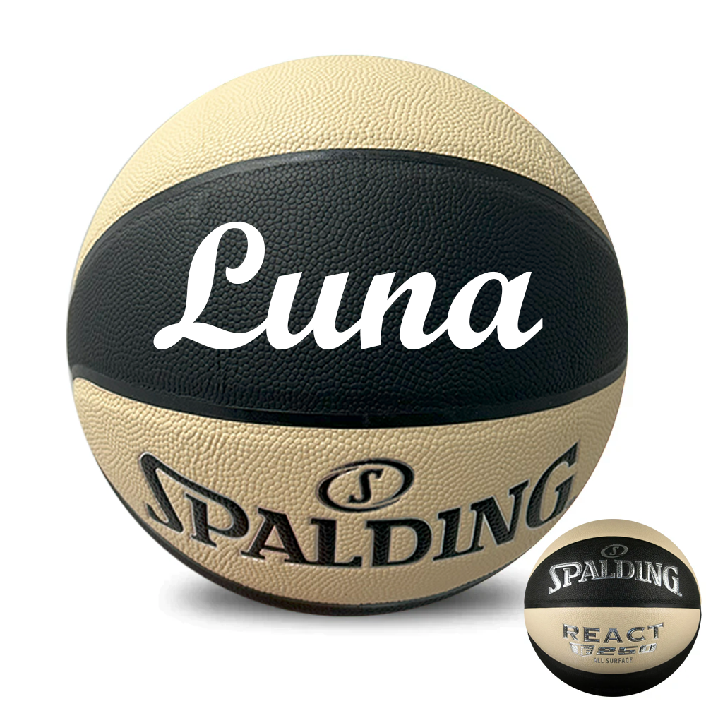 Personalised Spalding Composite Leather Black/Oatmeal TF-250 Basketball (Size 5, 6, 7)