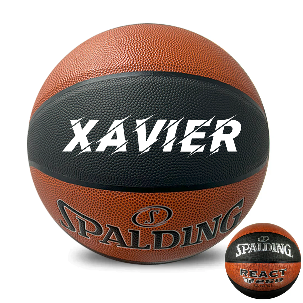 Personalised Spalding Composite Leather Black/Orange TF-250 Basketball (Size 5, 6, 7)