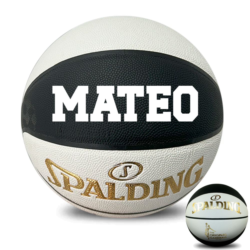 Personalised Spalding Composite Black/White Original Game Basketball (Size 7)