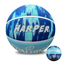 Personalised Spalding Rubber Basketball Marble Blue (Size 7)