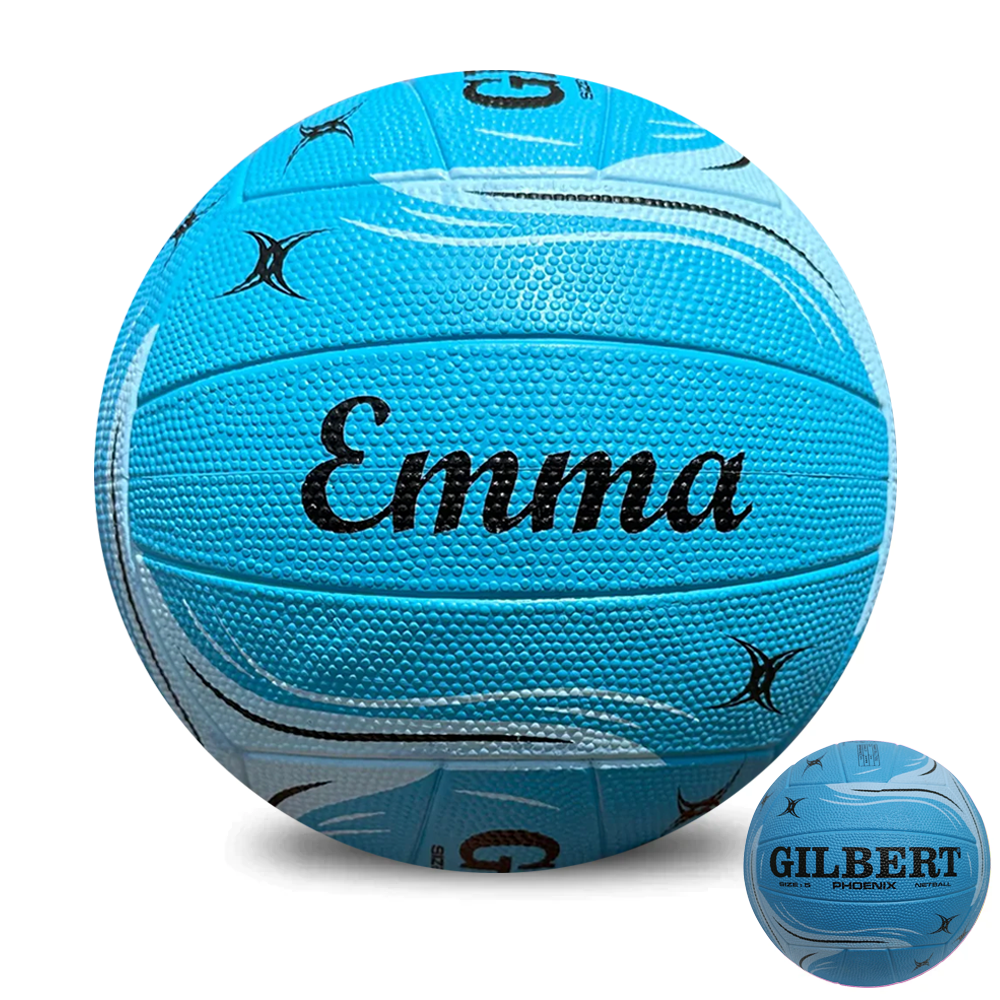 Personalised Gilbert Phoenix Netball Blue (SIZE 5)
