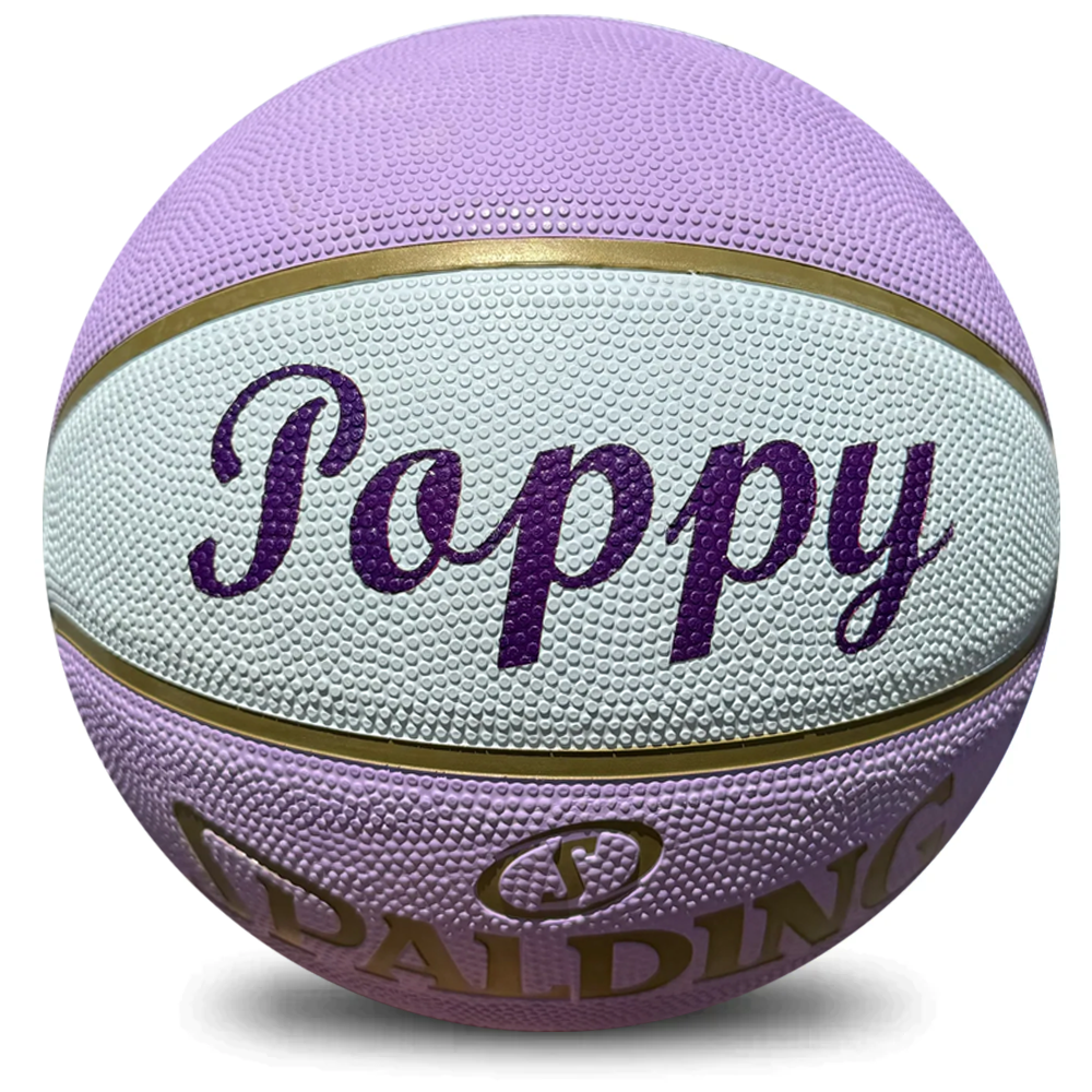 Personalised Spalding Rubber Basketball White/Purple (Size 5, 6)
