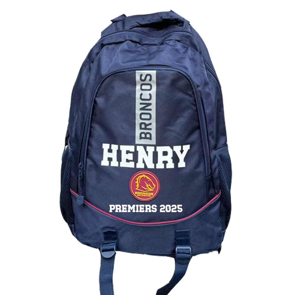 Personalised Brisbane Broncos Dual Premiers Official NRL Backpack