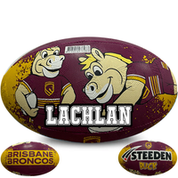 Load image into Gallery viewer, Personalised Limited Edition Brisbane Broncos Mascot Official NRL Ball (Size 3)
