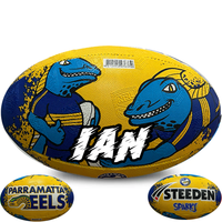 Load image into Gallery viewer, Personalised Limited Edition Parramatta Eels Mascot Official NRL Ball (Size 3)
