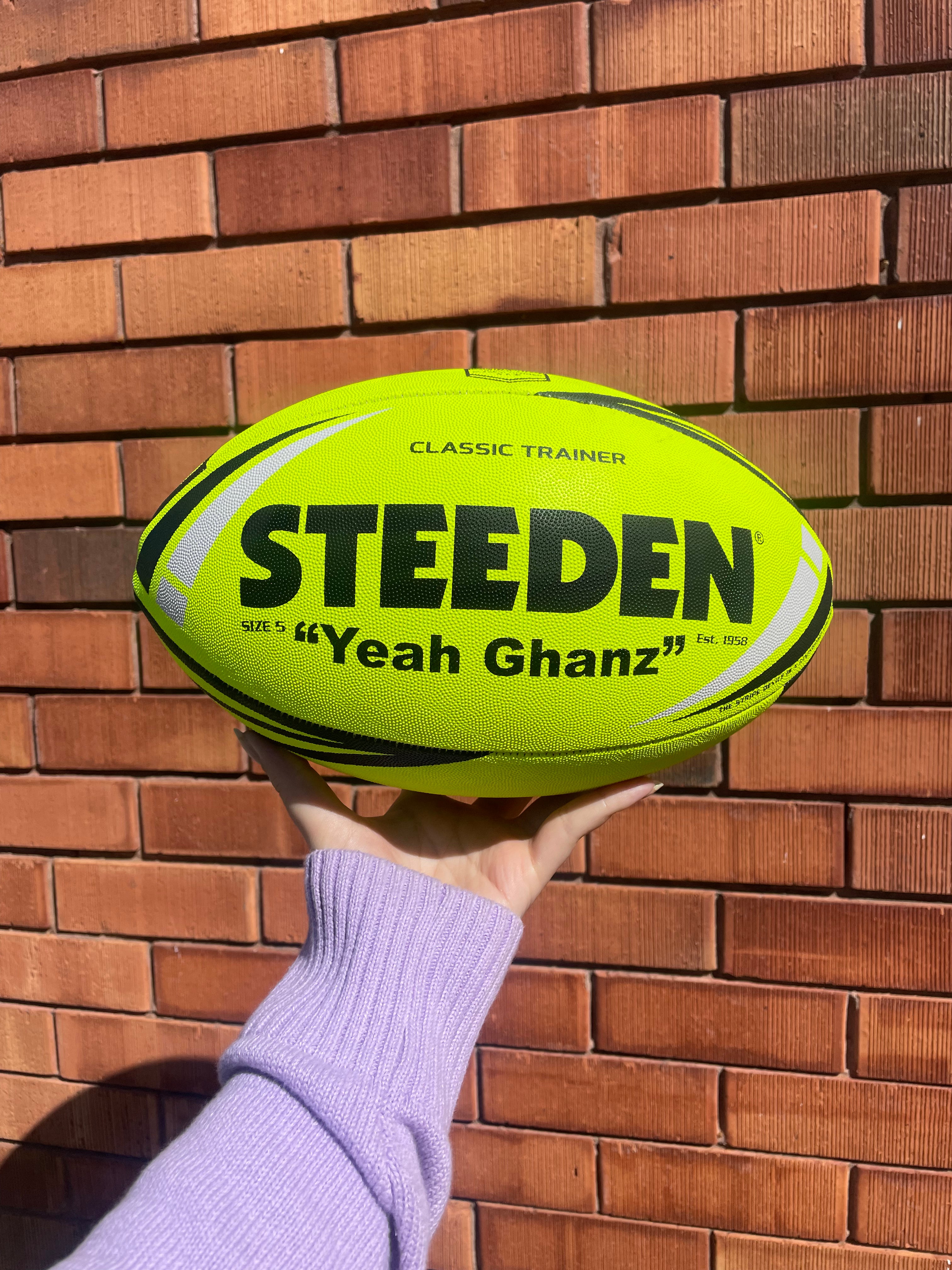 Personalised Yellow Steeden Rugby League Balls (Size 5)