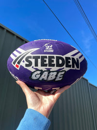 Load image into Gallery viewer, Personalised Melbourne Storm Official NRL Ball (Size 5)

