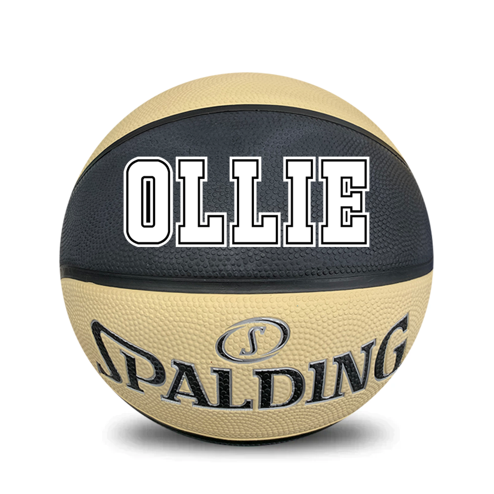 Personalised Spalding Rubber Black and Oatmeal Basketball TF-150 (Size 4)