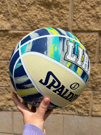Load image into Gallery viewer, Personalised Spalding Blue Multi Marble Glow Rubber Basketball (Size 5, 6, 7)
