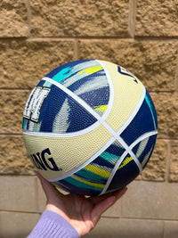 Load image into Gallery viewer, Personalised Spalding Blue Multi Marble Glow Rubber Basketball (Size 5, 6, 7)
