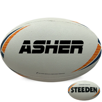 Load image into Gallery viewer, Personalised 2027 Match Rugby League White/Navy/Orange Steeden (size 5)
