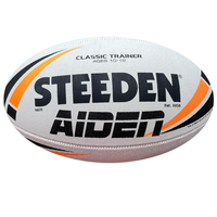 Load image into Gallery viewer, Personalised White &amp; Orange Steeden Rugby League Ball (Mod Size)
