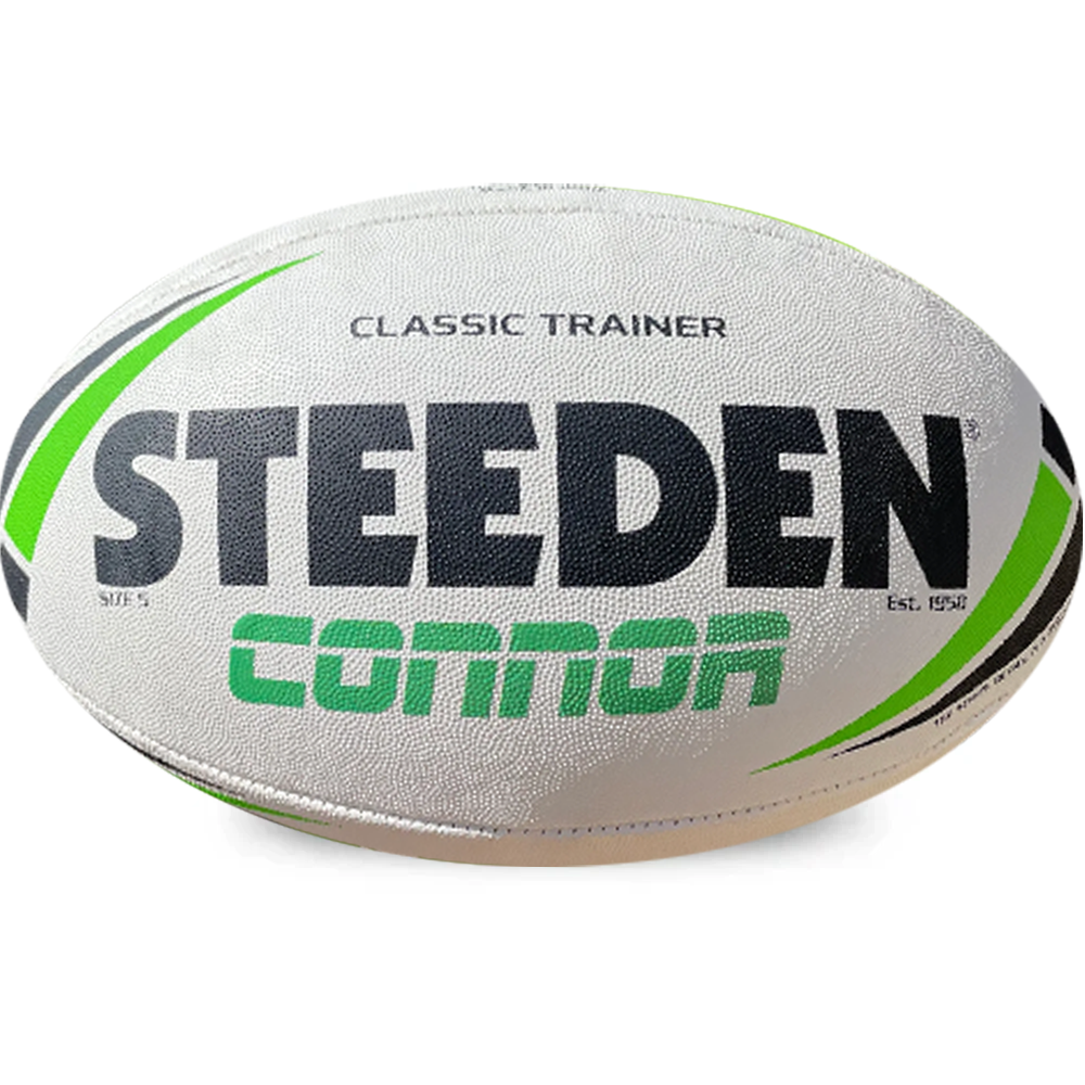 Personalised White/Green Steeden Rugby League (size 5)