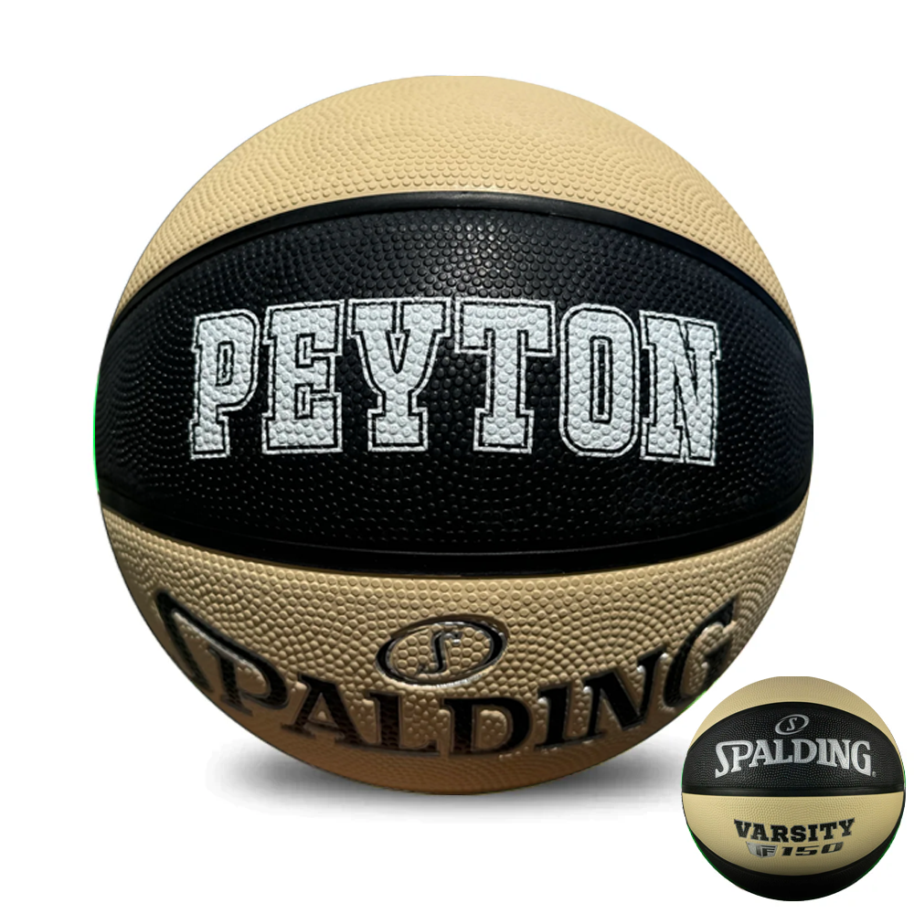 Personalised Spalding Rubber Black and Oatmeal Basketball TF-150 (Size 4)