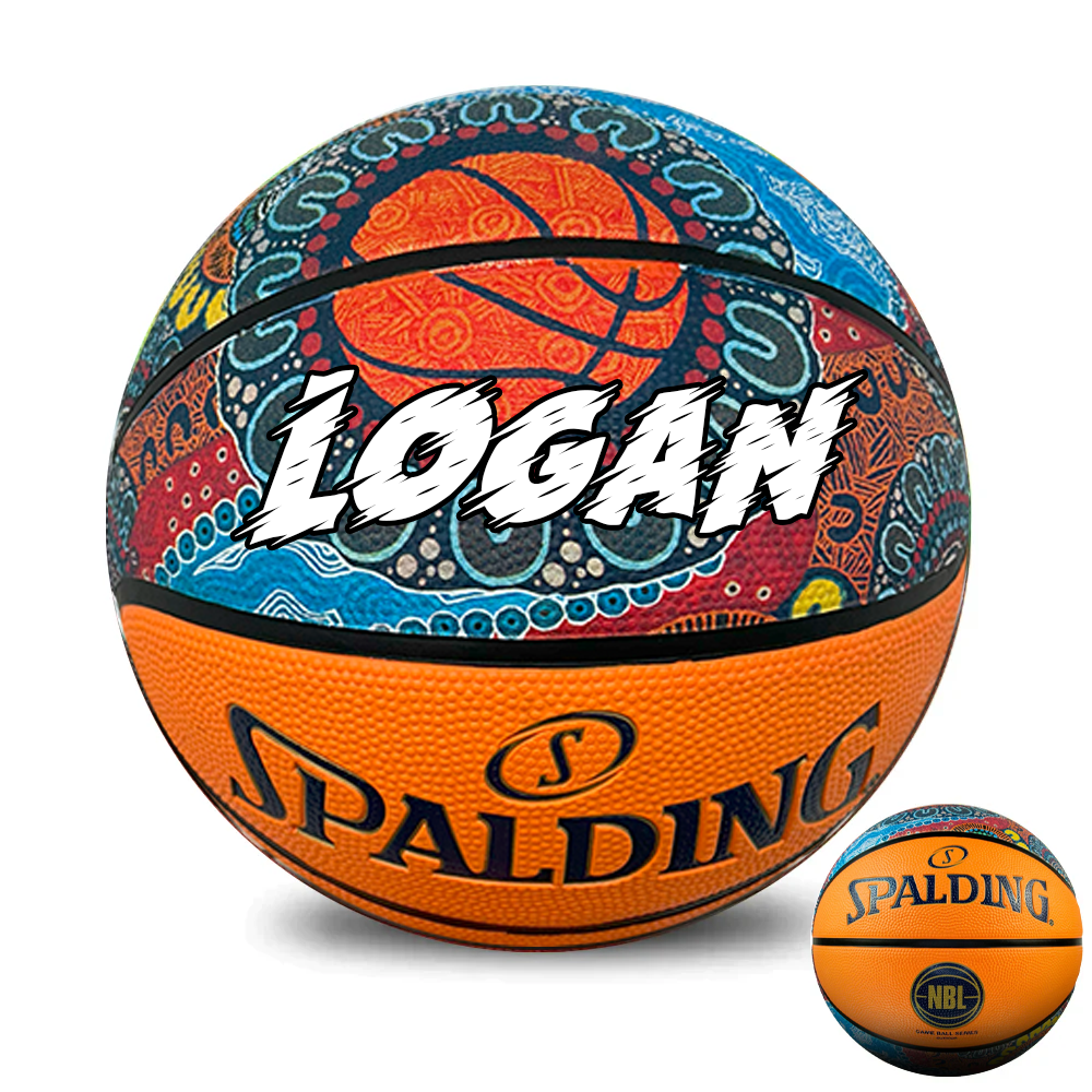 Personalised Spalding NBL Orange Indigenous Basketball (Size 5, 6, 7)