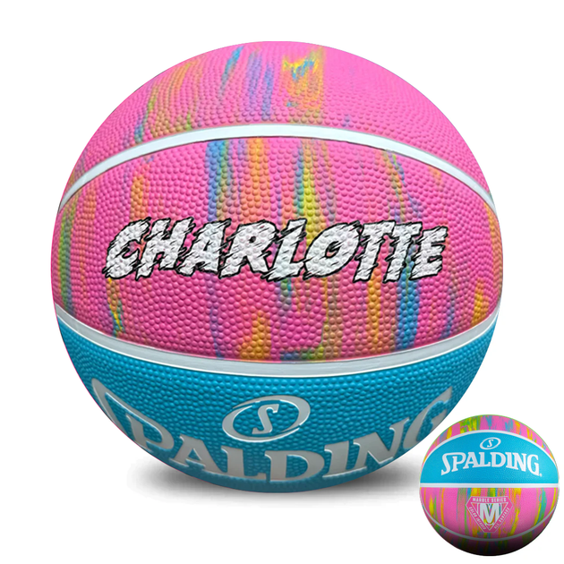 Personalised Spalding Rubber Basketball Pink Marble (Size 5, 6)