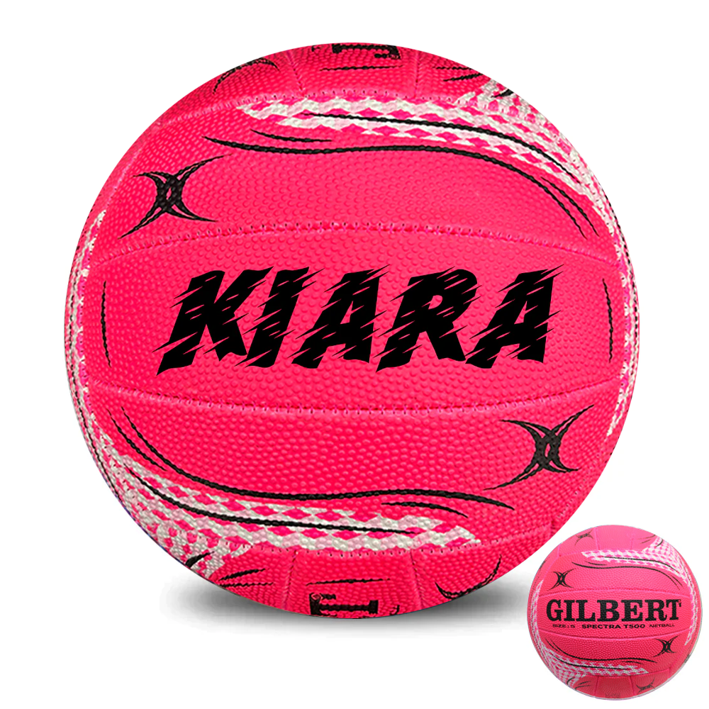 Personalised Gilbert Pink Spectra Netball (SIZE 5)