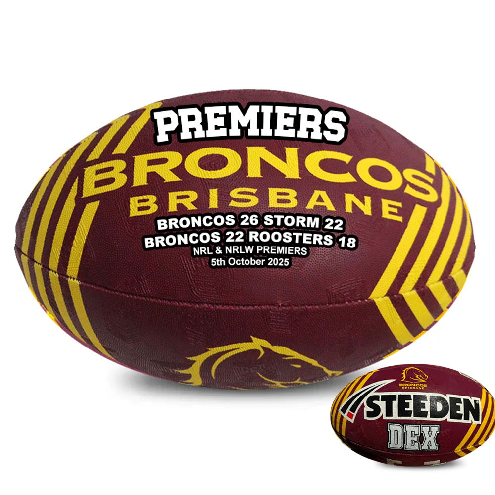 Personalised Dual Premiership 2025 Brisbane Broncos Official NRL Ball (Size 5)